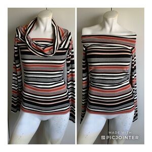 Free People small cowl neck/ off shoulder striped pullover top